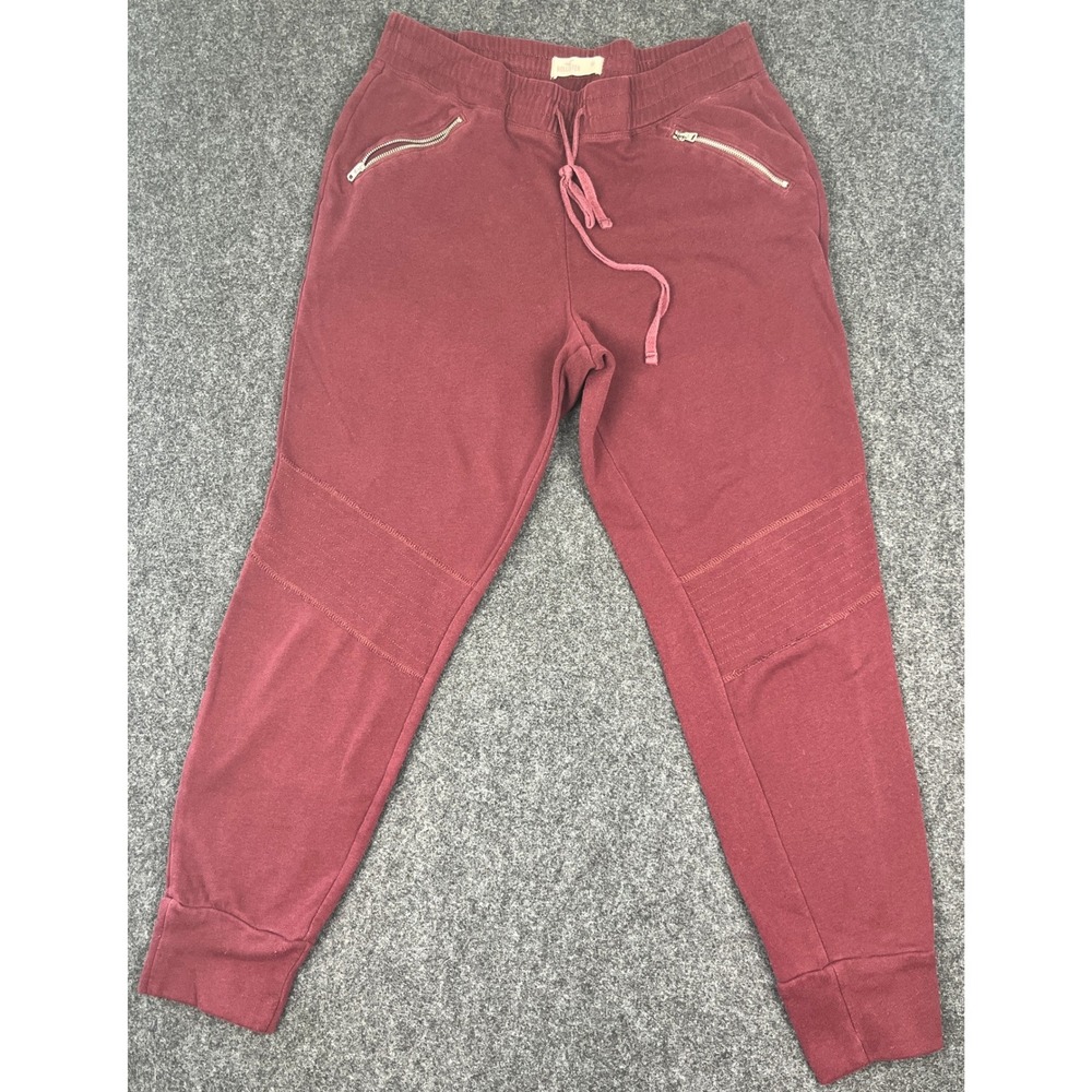 Hollister Mens Moto Jogger Sweatpants Burgundy Maroon Zipper Pockets Size M - Picture 1 of 7
